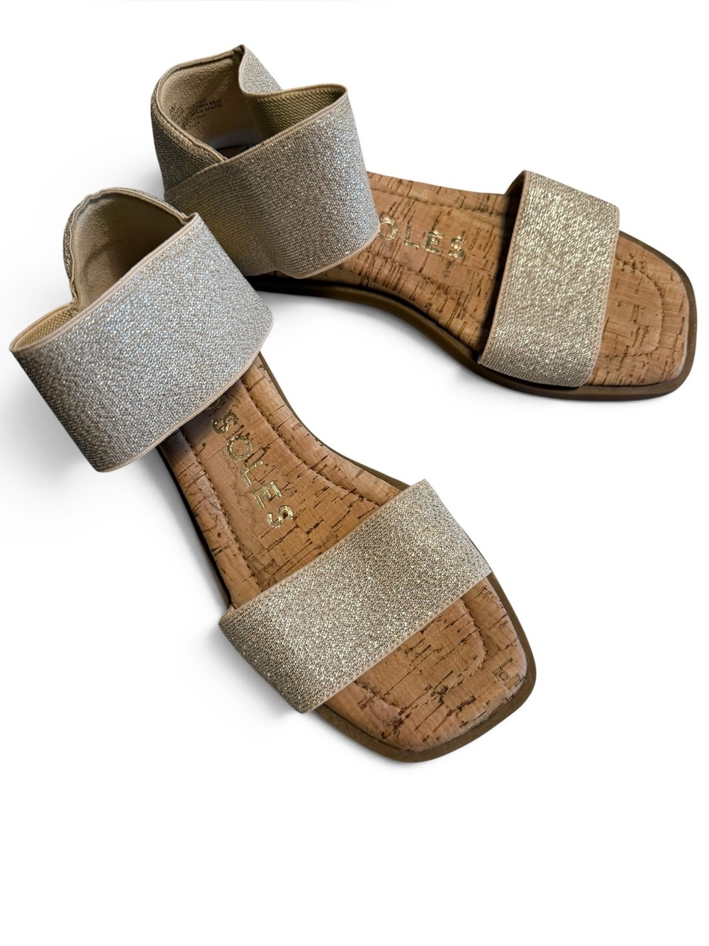 Aerosols Sente Low Wedge Gold Elastic Sandal Size 6 - Picture 1 of 6
